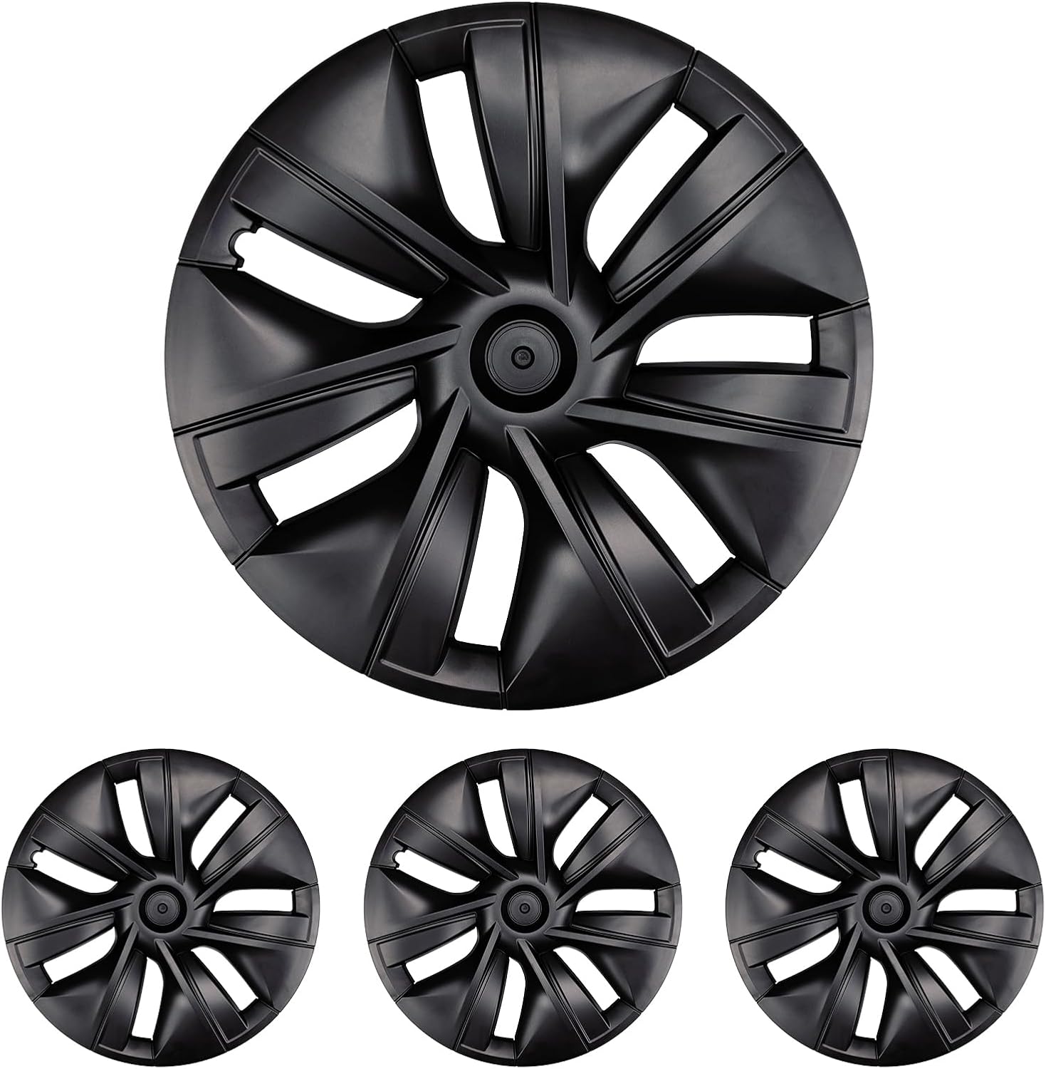 Tessgo 19" Storm Style Sport Wheel Covers for Tesla Model Y - Matte Black, OEM Fit Upgrade (Set of 4)
