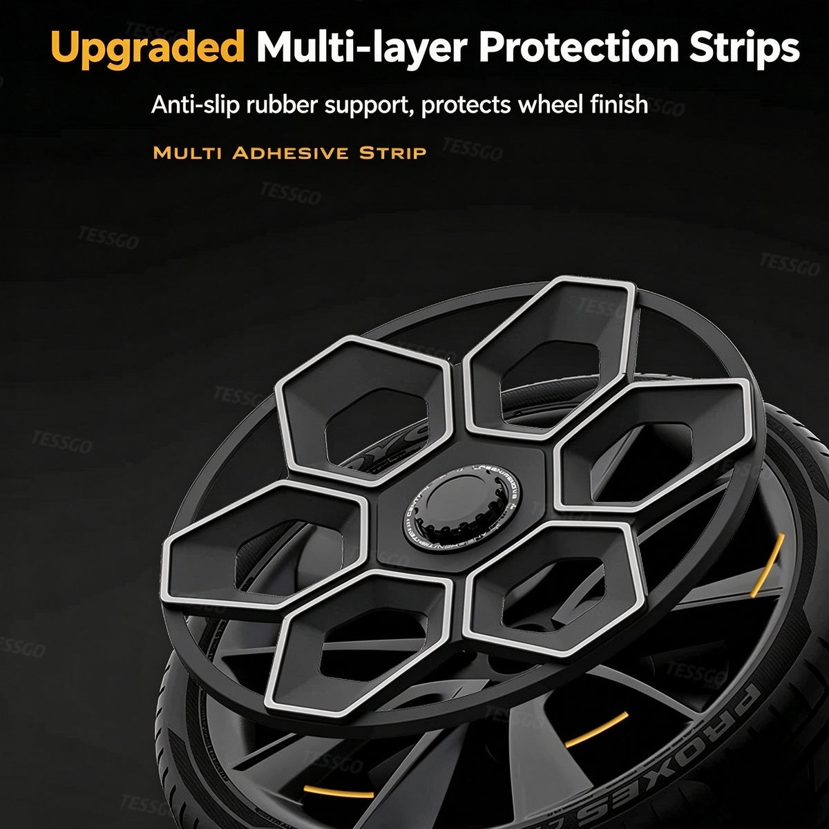 TESSGO 19" Hex Wedge Wheel Covers for Model Y & Juniper – Honeycomb Style
