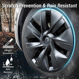 Tessgo 19" Storm Style Sport Wheel Covers for Tesla Model Y - Matte Black, OEM Fit Upgrade (Set of 4)