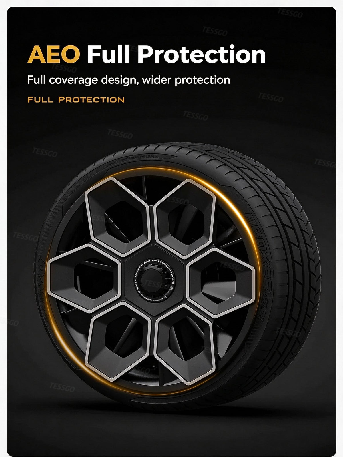 TESSGO 19" Hex Wedge Wheel Covers for Model Y & Juniper – Honeycomb Style