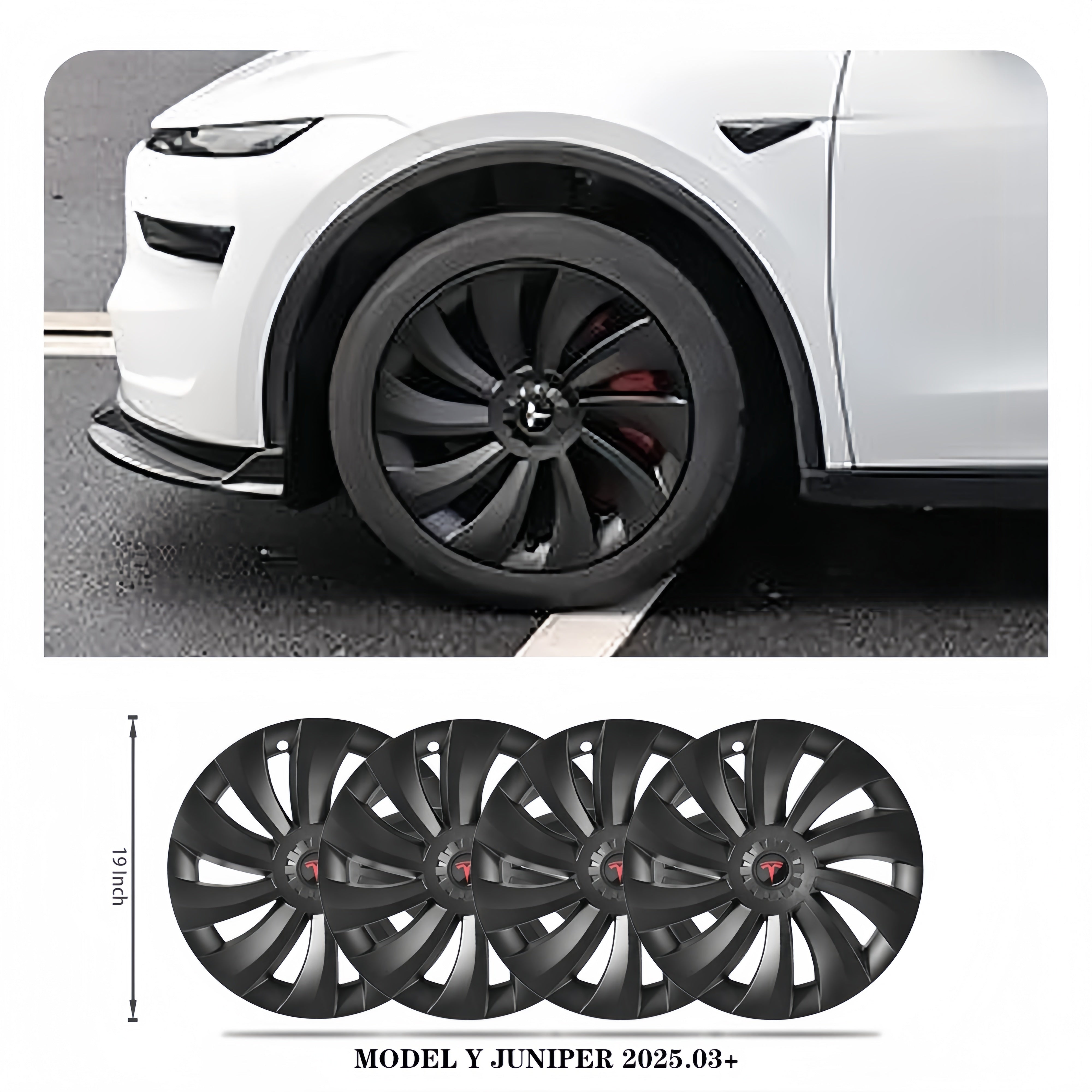 Überturbine Style Matte Black 19" Wheel Covers for Model Y Juniper 2025.03+