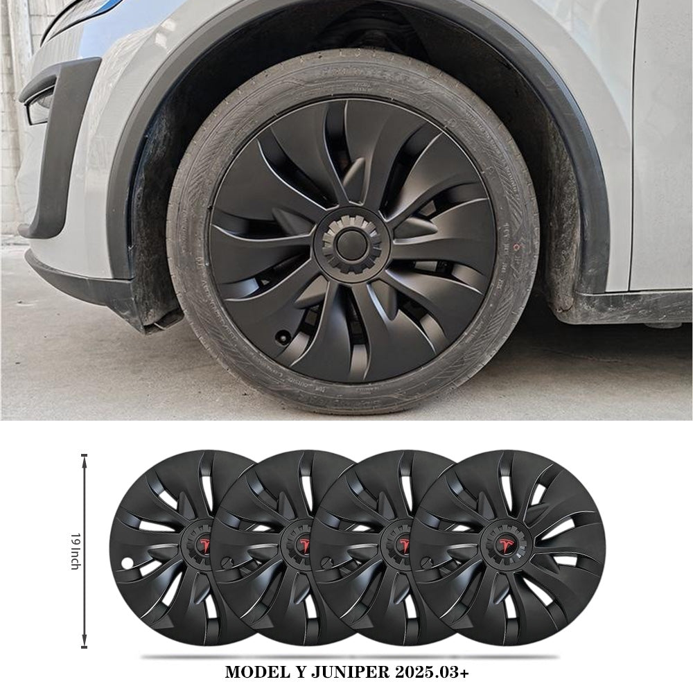 19" Aero Style Wheel Covers for Model Y Juniper Matte Black