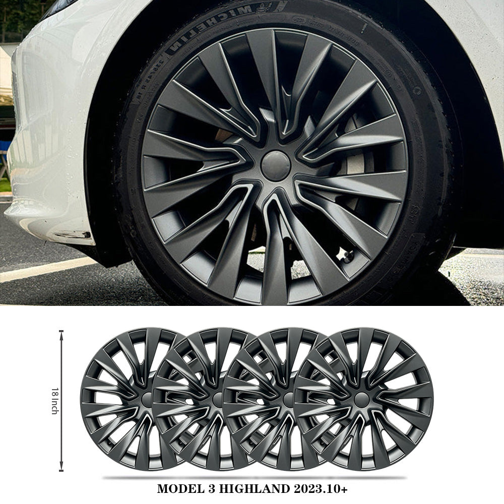 Tessgo Nova Style Wheel Hubcaps (Set of 4) for Tesla 2024+ Model 3 Highland 18'' Photon Wheels (Inspired by 19'' Nova Wheels)