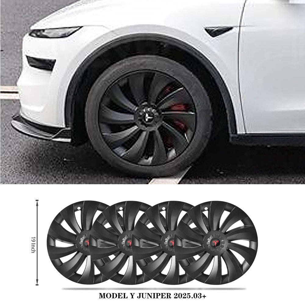 Überturbine Style Matte Black 19" Wheel Covers for Model Y Juniper 2025.03+