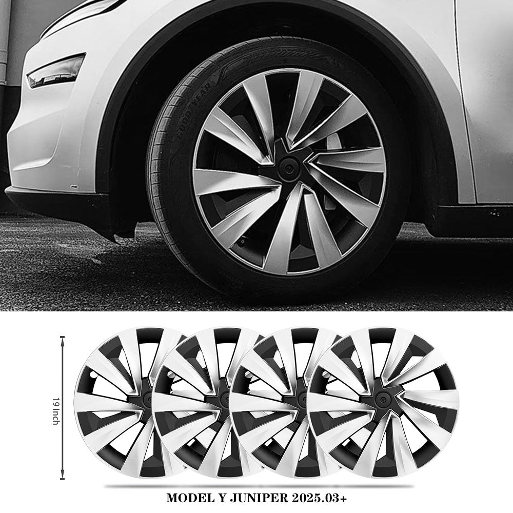 Tesla Model Y Juniper 19" Crossflow Wheel Covers | Helix Style ABS Polymer Curb Rash Protectors (2025+)