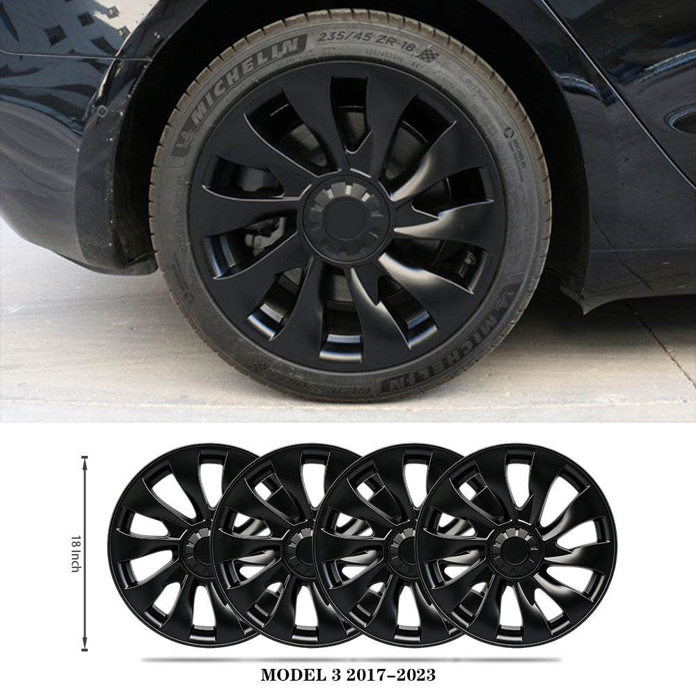 Model 3 Wheel Covers 18inch Model 3 Überturbine For 2017-2023 Tesla 3 18inch Turbine Wheel Cap Kit Matte Black