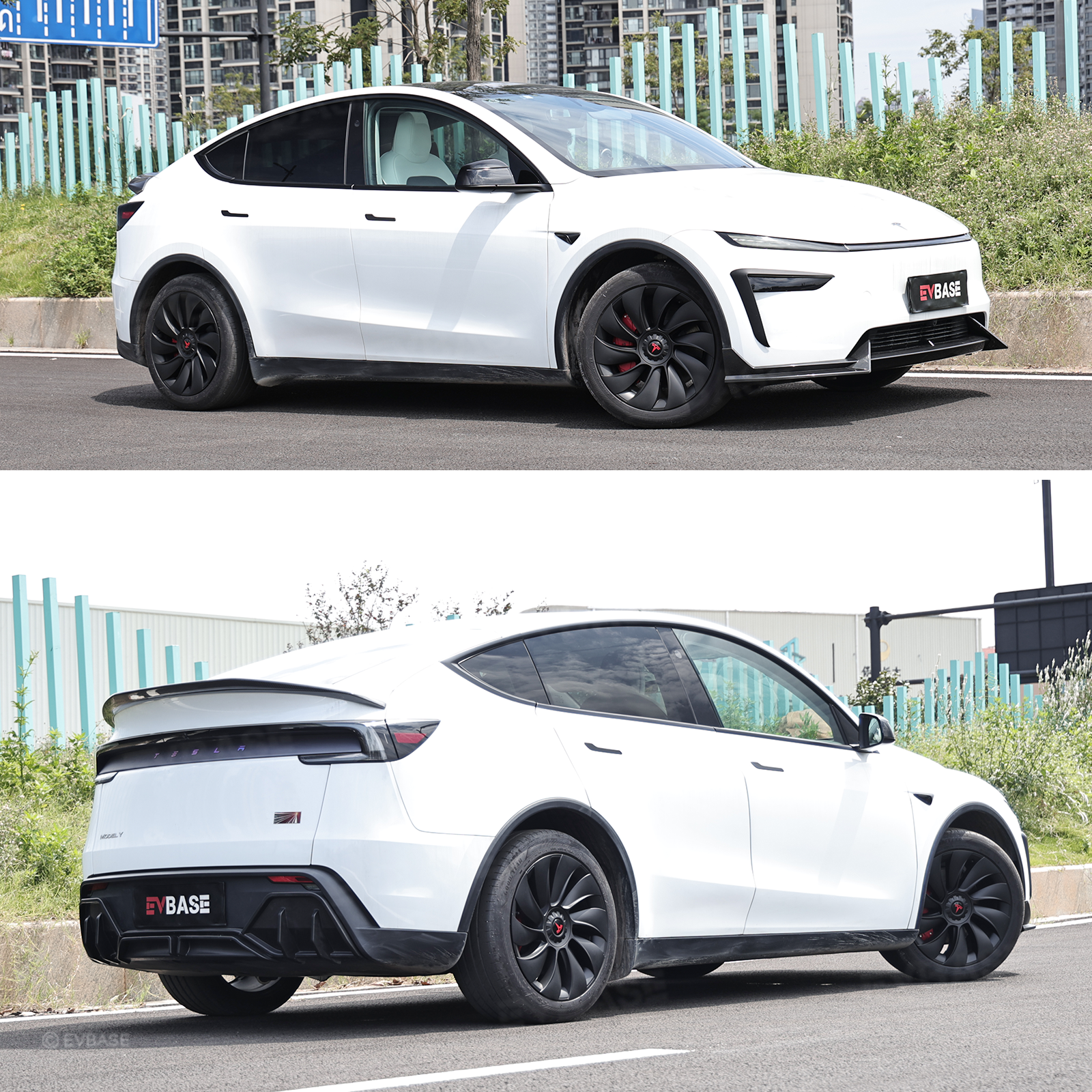 Tessgo 19" Überturbine Style Wheel Covers for Model Y Juniper – Matte Black Hubcaps for Crossflow Wheels, OEM Fit Upgrade