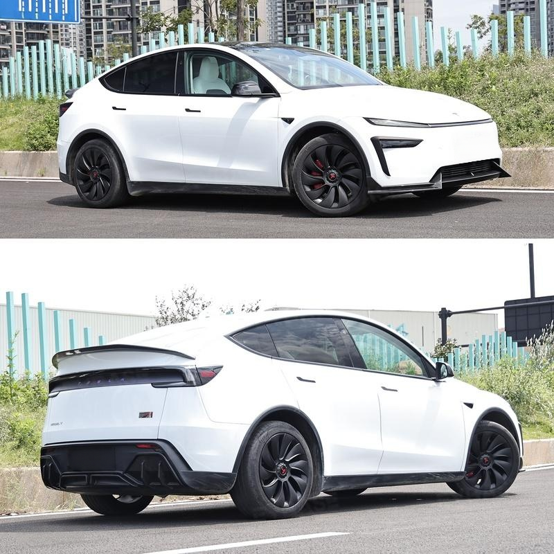 Tessgo 19" Überturbine Style Wheel Covers for Model Y Juniper – Matte Black Hubcaps for Crossflow Wheels, OEM Fit Upgrade