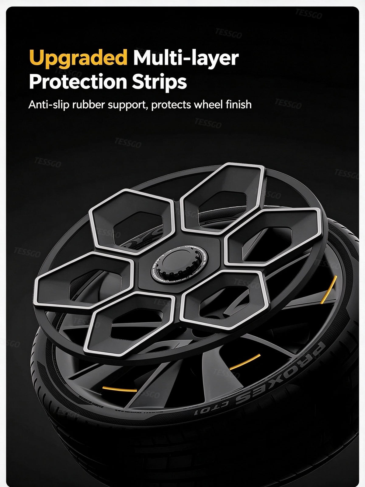 TESSGO 19" Hex Wedge Wheel Covers for Model Y & Juniper – Honeycomb Style