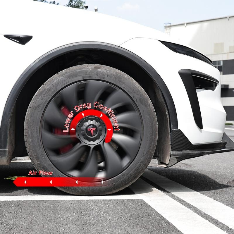 Tessgo 19" Überturbine Style Wheel Covers for Model Y Juniper – Matte Black Hubcaps for Crossflow Wheels, OEM Fit Upgrade