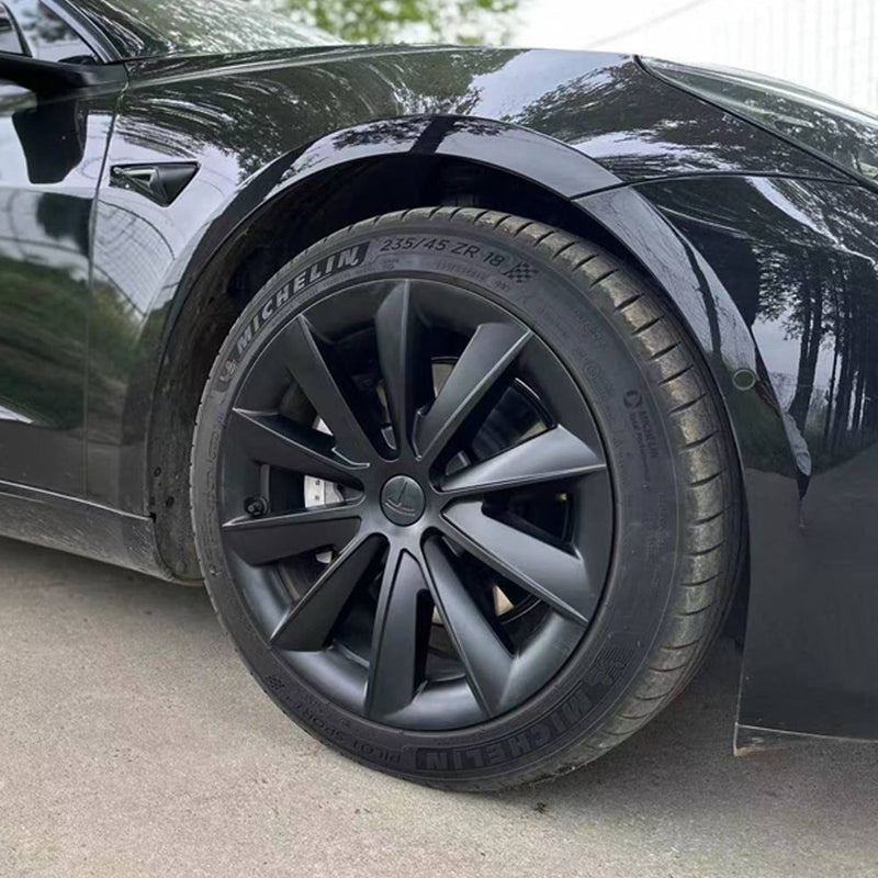 18" Matte Black Aero Style Wheel Covers for Model 3 2017–2023 4PCS