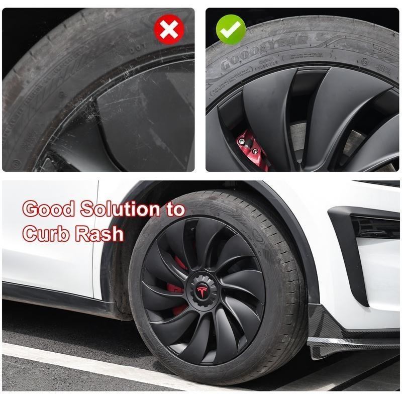 Tessgo 19" Überturbine Style Wheel Covers for Model Y Juniper – Matte Black Hubcaps for Crossflow Wheels, OEM Fit Upgrade