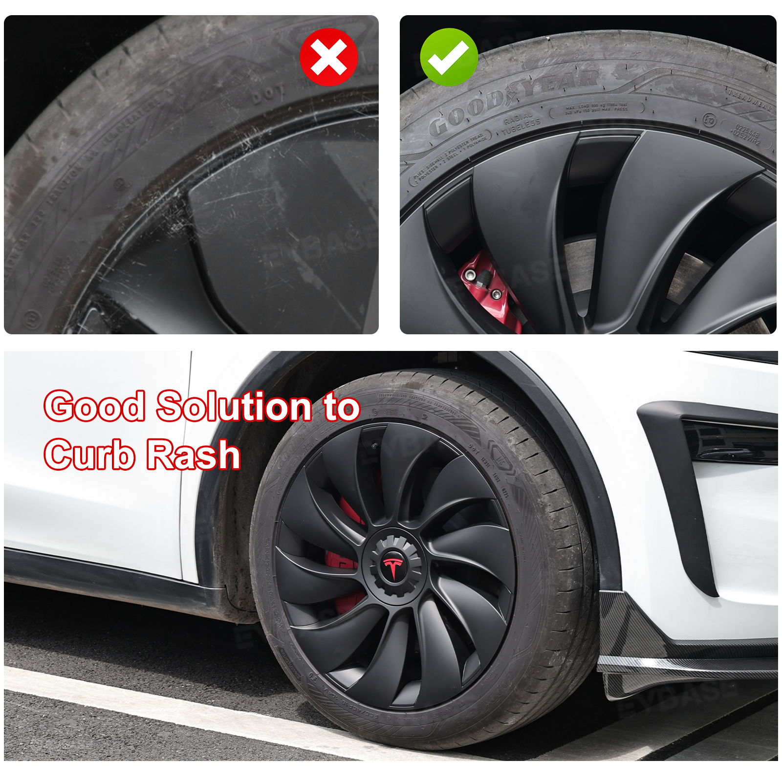 Tessgo 19" Überturbine Style Wheel Covers for Model Y Juniper – Matte Black Hubcaps for Crossflow Wheels, OEM Fit Upgrade
