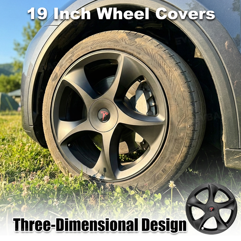 Tessgo 19" Crossflow Style 3D Sculpted Wheel Covers for Tesla Model Y Juniper
