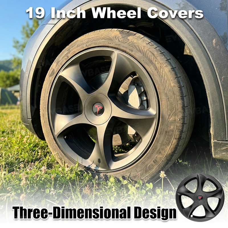 19" 3D Sculpted Crossflow Style Wheel Covers for Model Y Juniper