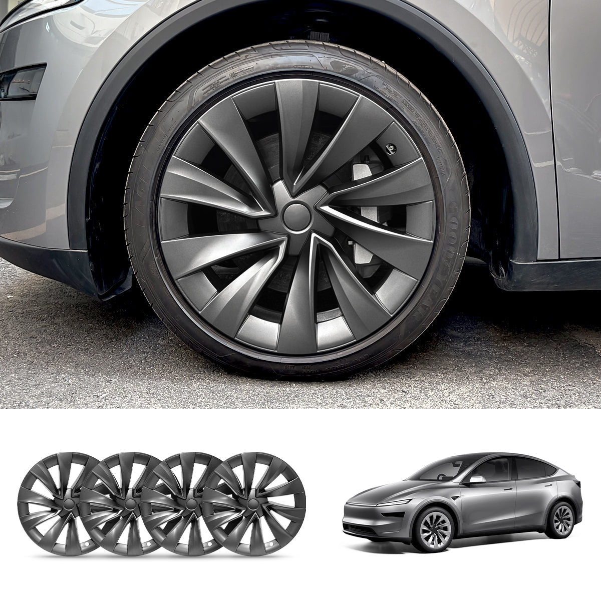 Tessgo Helix 2.0 Style Wheel Hubcaps (Set of 4) for Tesla 2025+ Model Y Juniper 20'' Helix 2.0 Wheels