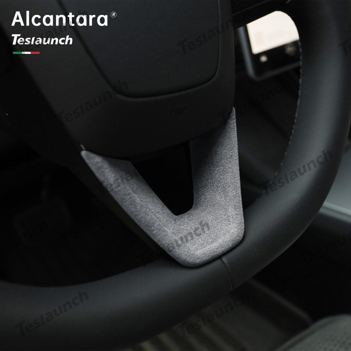 Alcantara Steering Wheel U-shaped Cover for Tesla Model Y L 2026+