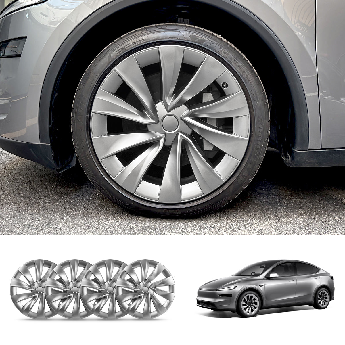 Tessgo Helix 2.0 Style Wheel Hubcaps (Set of 4) for Tesla 2025+ Model Y Juniper 20'' Helix 2.0 Wheels