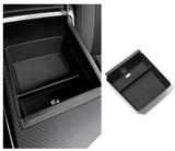 Tesla Model S / X Armrest Center Console Organizer Tray – Dual-Layer Storage with Cable Routing & Noise-Reducing Pad