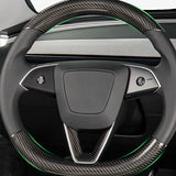 Model 3 Highland with carbon fiber Steering Wheel Overlay installed