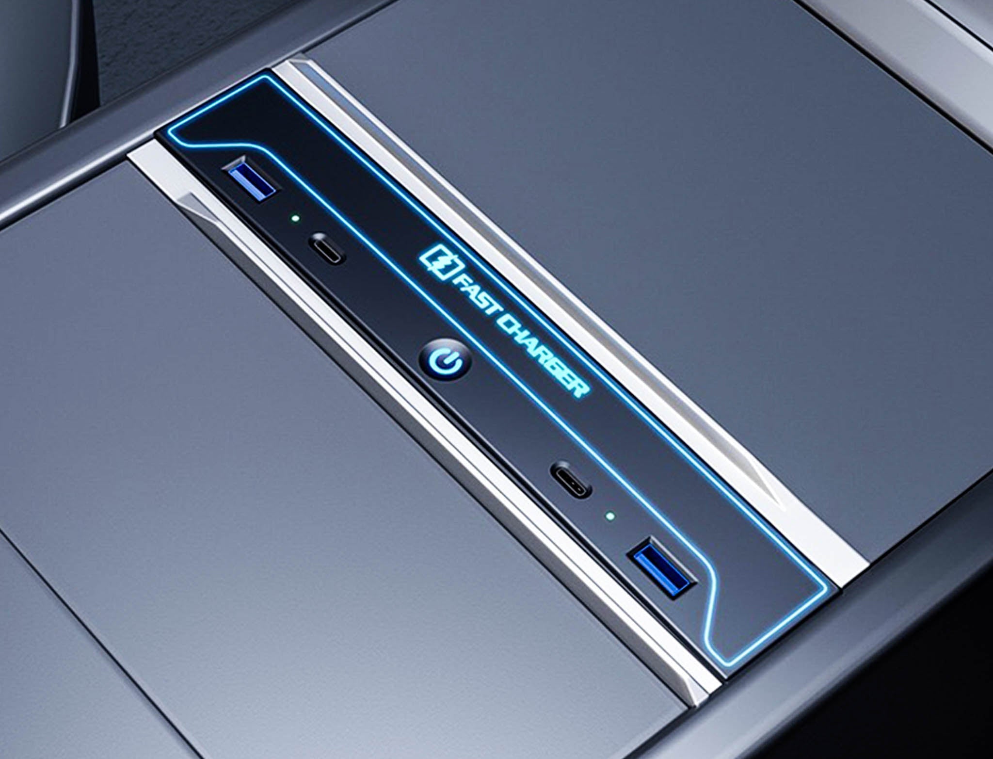 2024+ Tesla Model 3 Premium Center Console USB Hub with 27W Fast Charging & 7-Color Ambient Lighting
