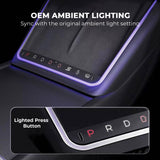 2024+ Tesla Model 3 Highland Center Console Gear Selector Upgrade with Ambient Lighting & Shortcut Buttons