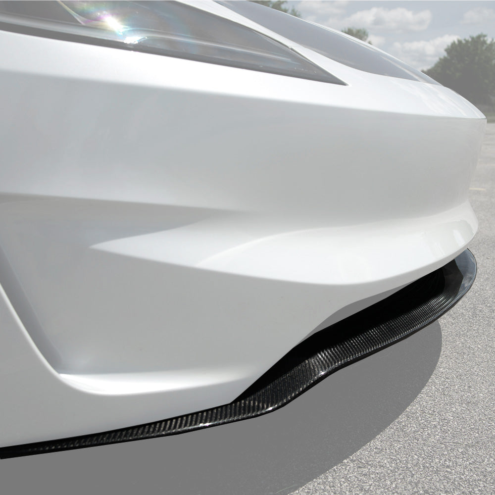 Detail of Tesla Model 3 Highland Performance Carbon Fiber Front Lip