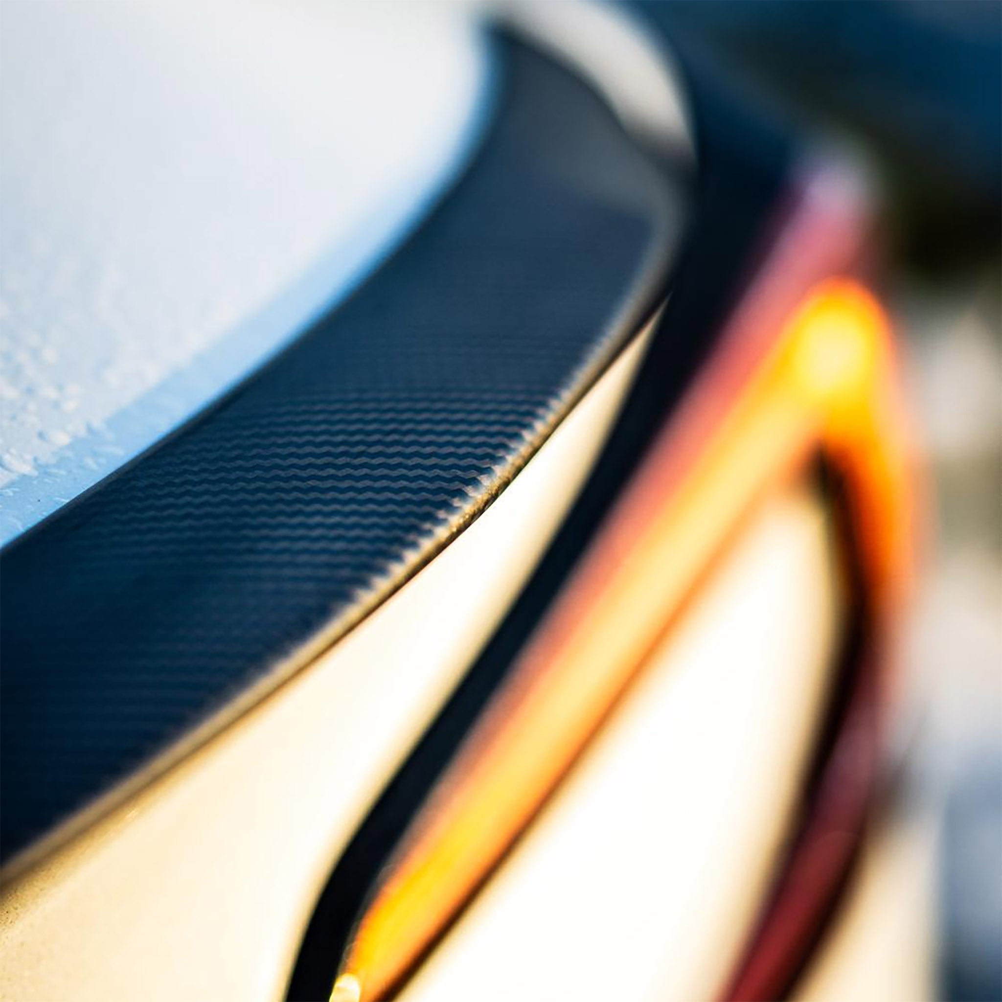 Carbon fiber texture detail of Tesla Model 3 Highland Carbon Fiber Spoiler