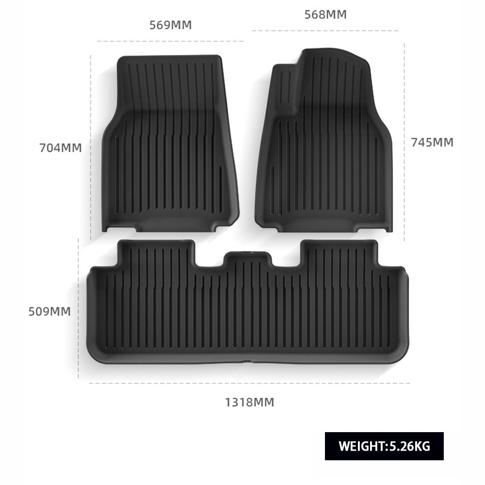 2025+ Tesla Model Y Juniper Right-Hand Drive Custom-Fit TPE All-Weather Floor Mats with Detachable Carpet – Eco-Friendly & OEM Precision