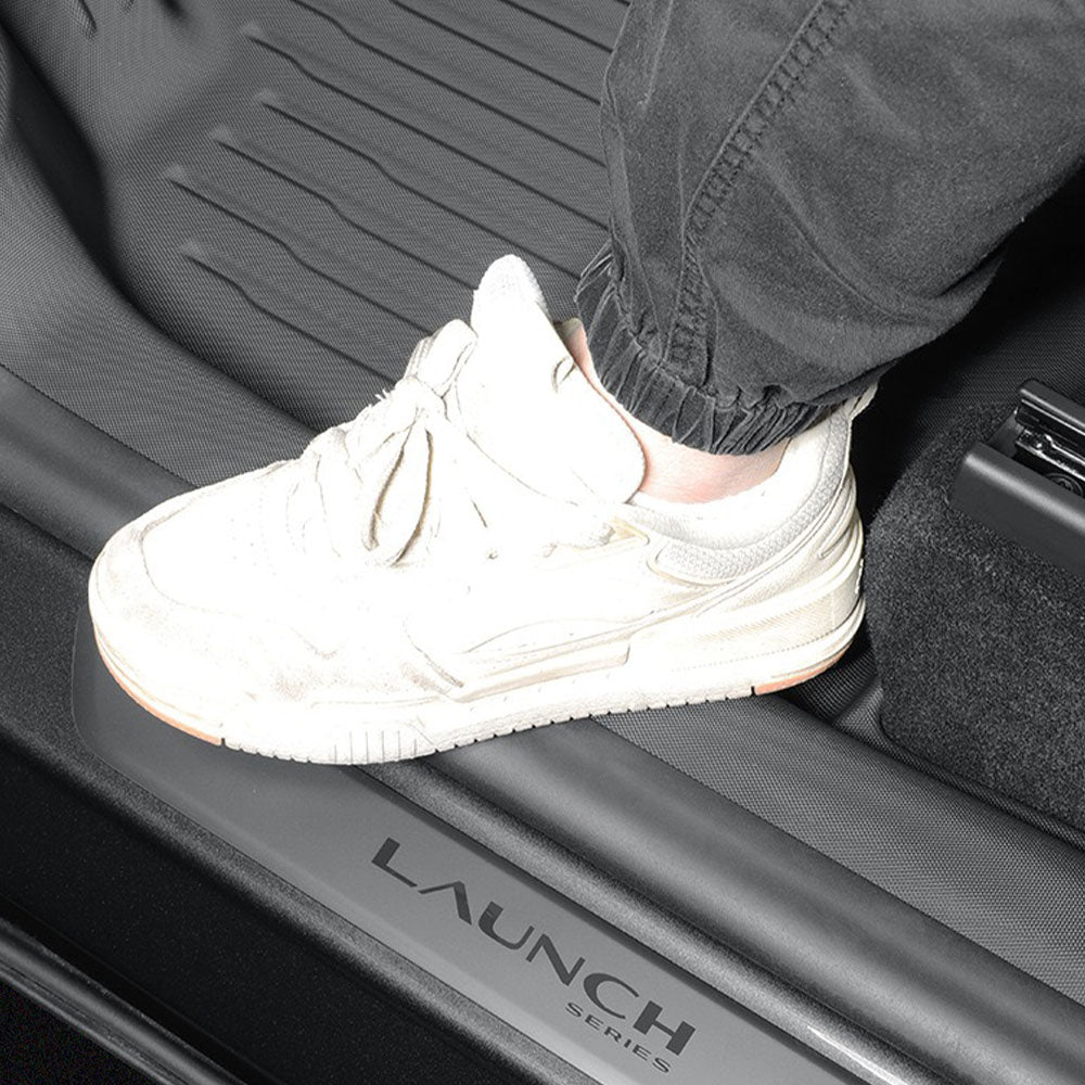 Door threshold with anti-trampling design of Tesla Model Y Juniper Floor Mats