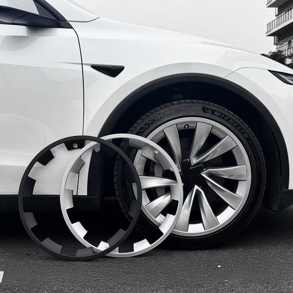 1 Pcs - 2025+ Tesla Model Y 20-Inch Helix Wheel Protectors | Premium ABS Curb Rash Guards | Easy Snap-On Installation
