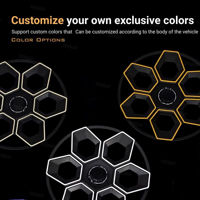 TESSGO 19" Hex Wedge Wheel Covers for Model Y & Juniper – Honeycomb Style