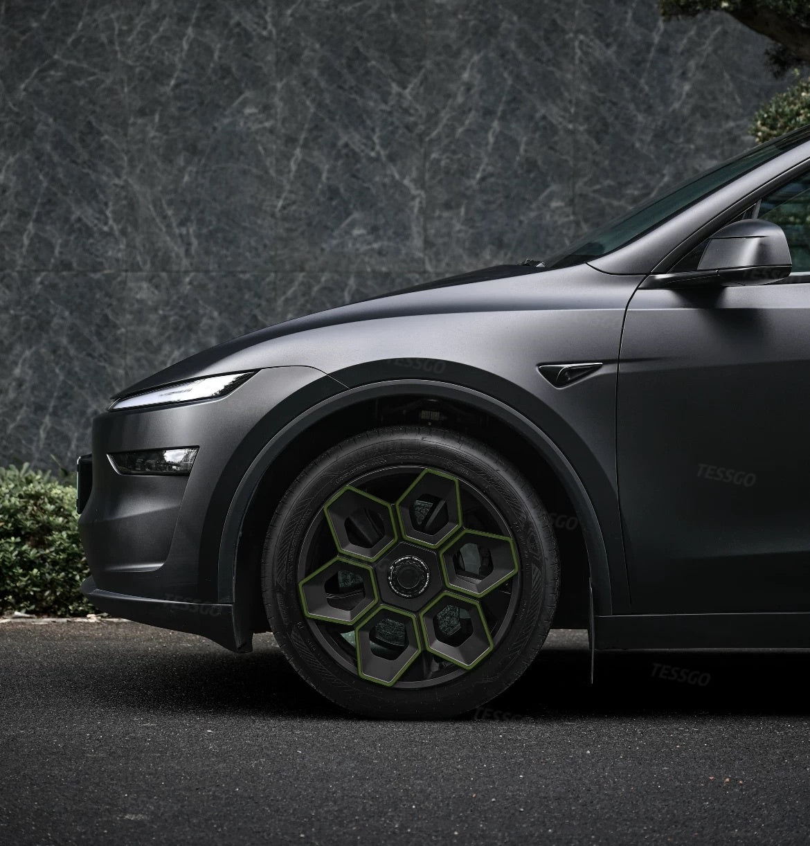 TESSGO 19" Hex Wedge Wheel Covers for Model Y & Juniper – Honeycomb Style
