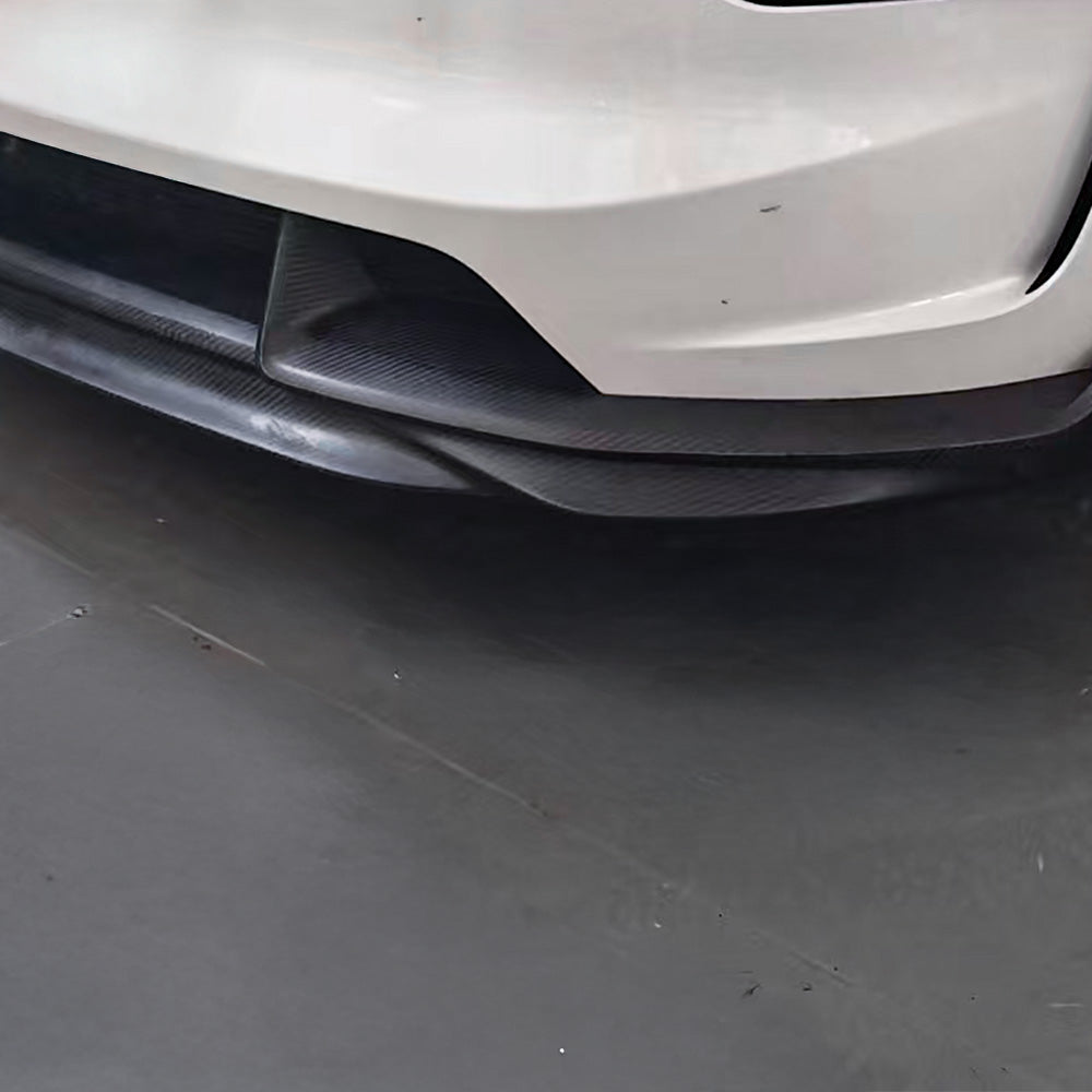 side view of Tesla Model Y Juniper Carbon Fiber Front Lip Splitter