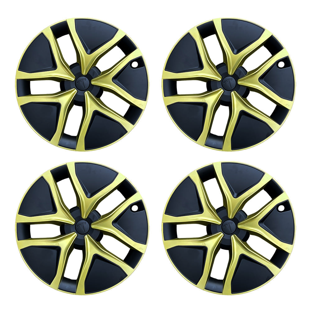 Satin Black Gold 2025+ Tesla Model Y Juniper Wheel Cover – Performance Style Upgrade for 19’’ Crossflow Wheels