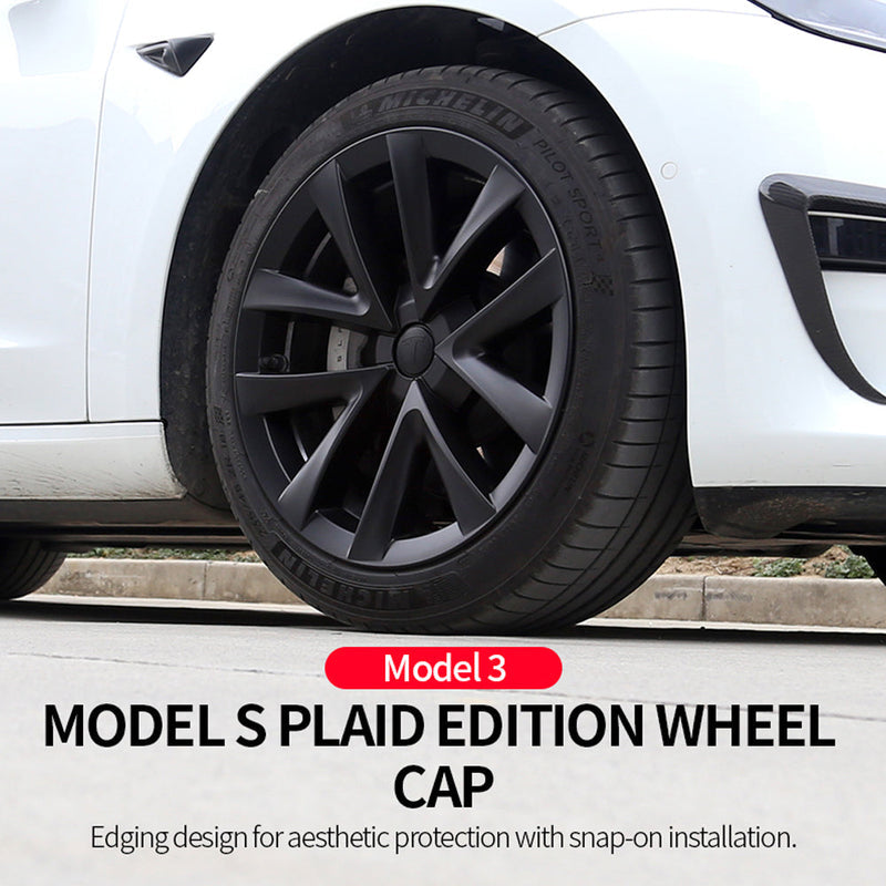 Arachnid Style 18" Wheel Covers for Model 3 2017–2023 Matte Black Set of 4