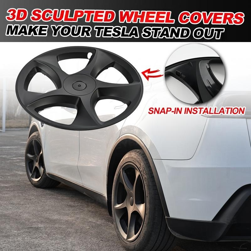 19" 3D Sculpted Crossflow Style Wheel Covers for Model Y Juniper