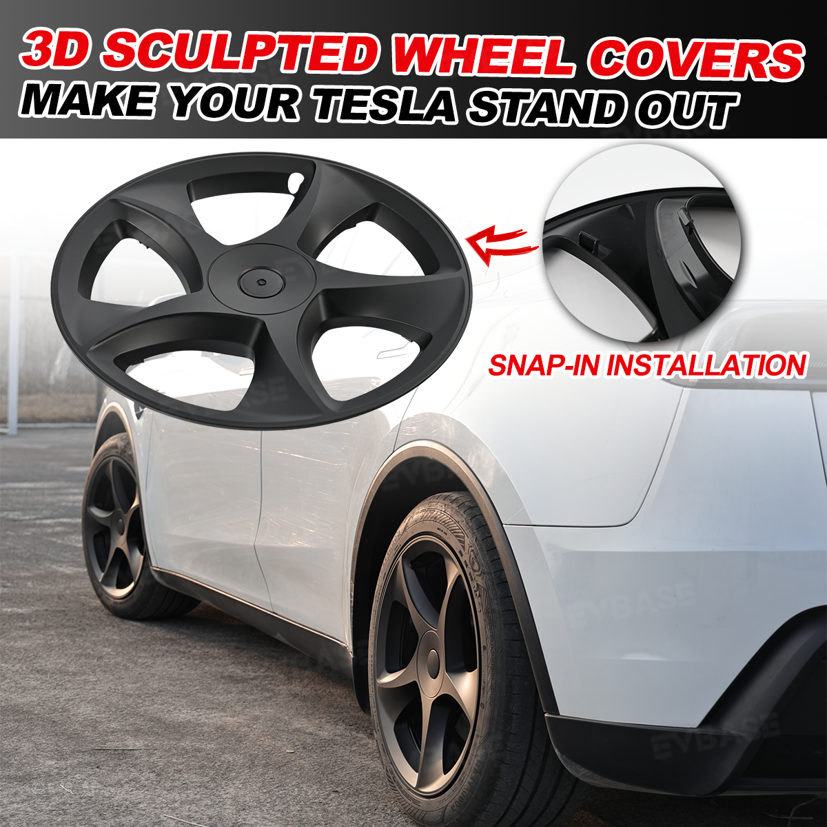 Model Y Juniper Wheel Covers for Tesla 19" Crossflow Wheels Hubcaps-3D Sculpted Design