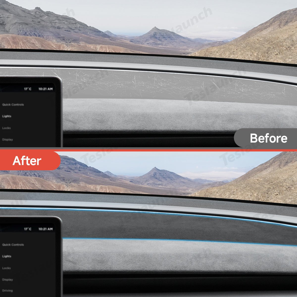 Suede Sunshade Dashboard Mat – UV Protection & Anti-Glare for Tesla Model YL 2026+