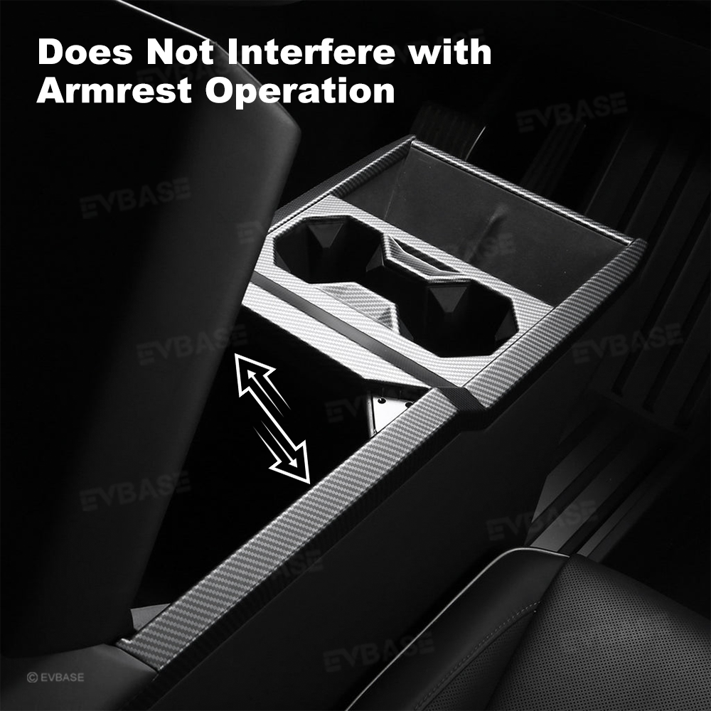 Tessgo Cybertruck Center Console Cup Holder Panel Trim Cover, ABS Carbon Fiber Style Protector