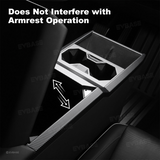 Tessgo Cybertruck Center Console Cup Holder Panel Trim Cover, ABS Carbon Fiber Style Protector
