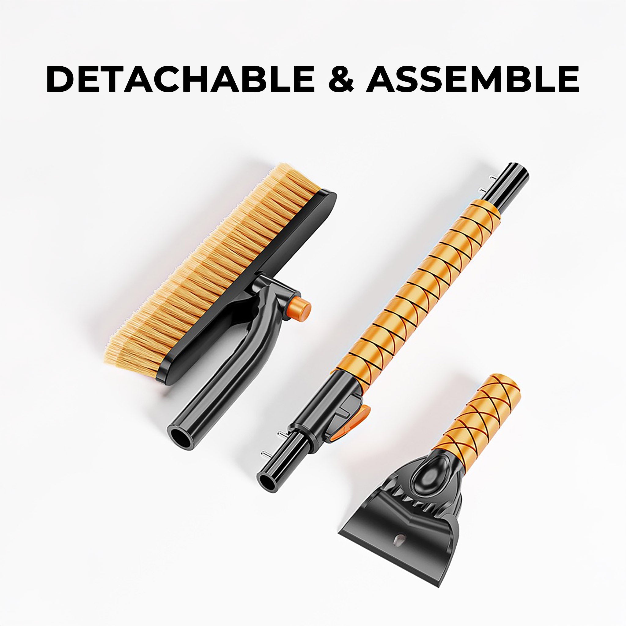 39'' Extendable & 360° Rotatable Snow Brush & Ice Scraper