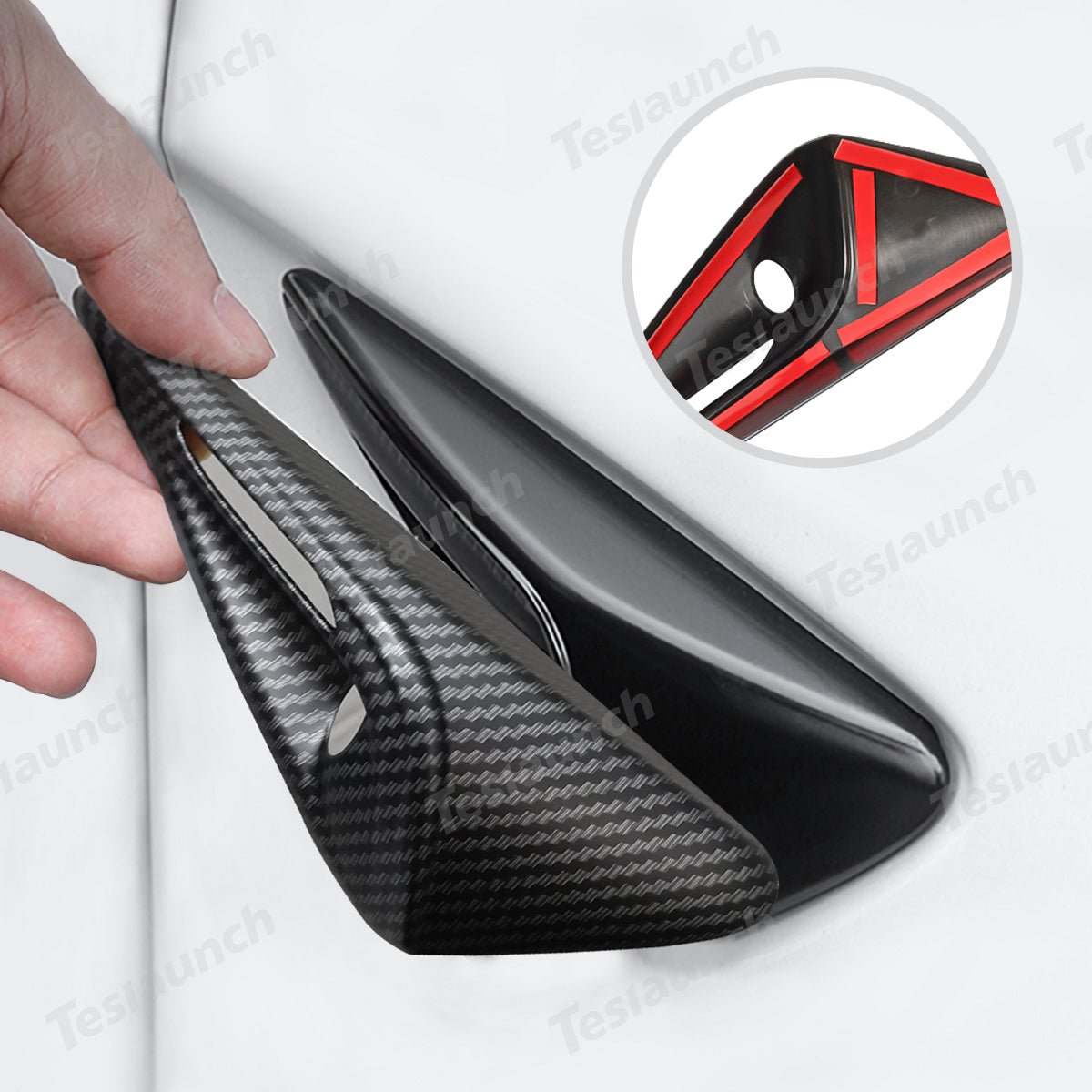 Carbon Fiber Pattern Turn Signal & Side Camera Covers (ABS) for Tesla Model Y L 2026+