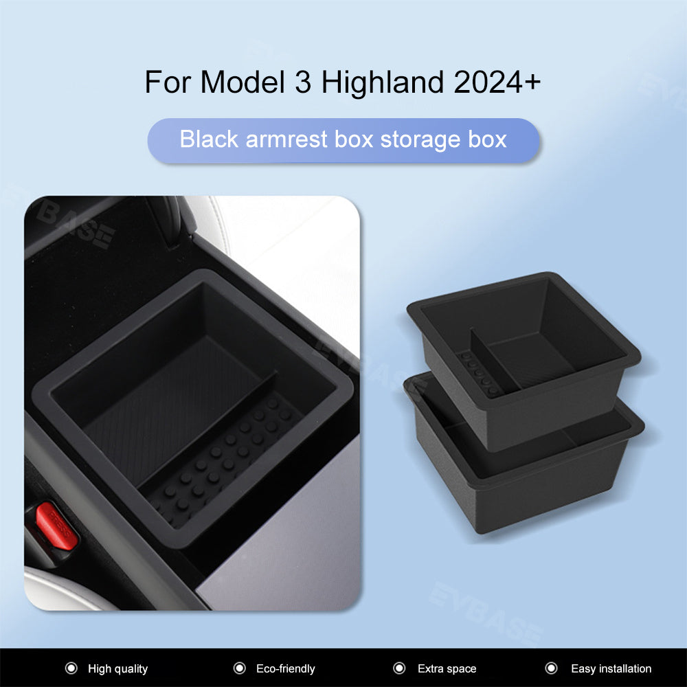 Model 3 Highland Storage Box Double Layer Center Console Organizer Tray Silicone Liner
