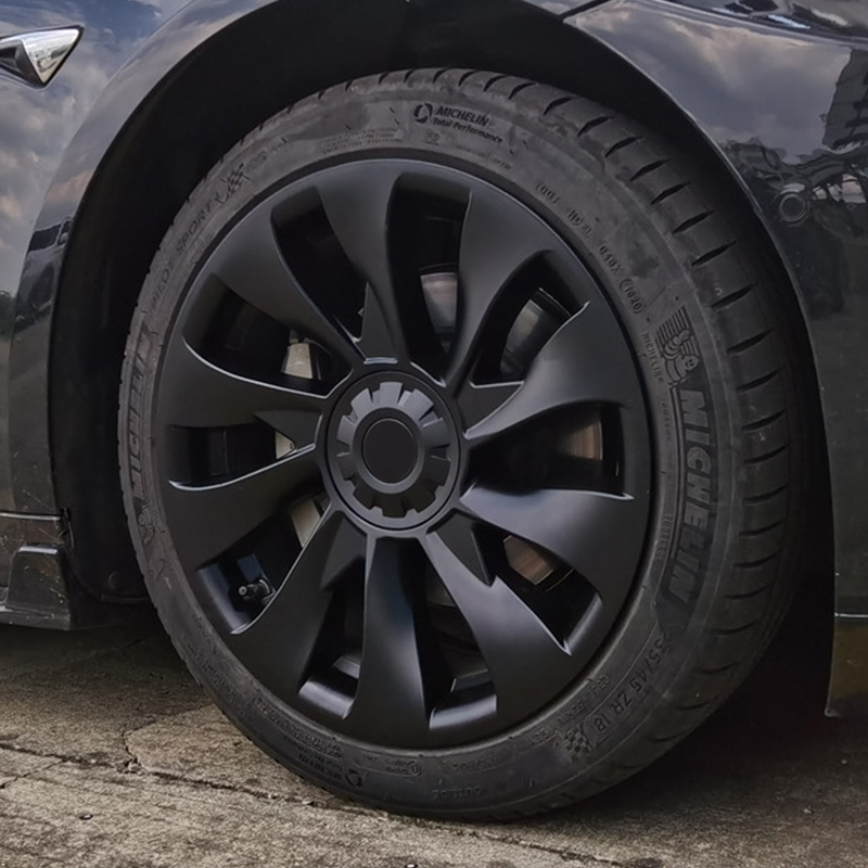 Turbine Style 18" Wheel Covers for Model 3 Matte Black Set of 4
