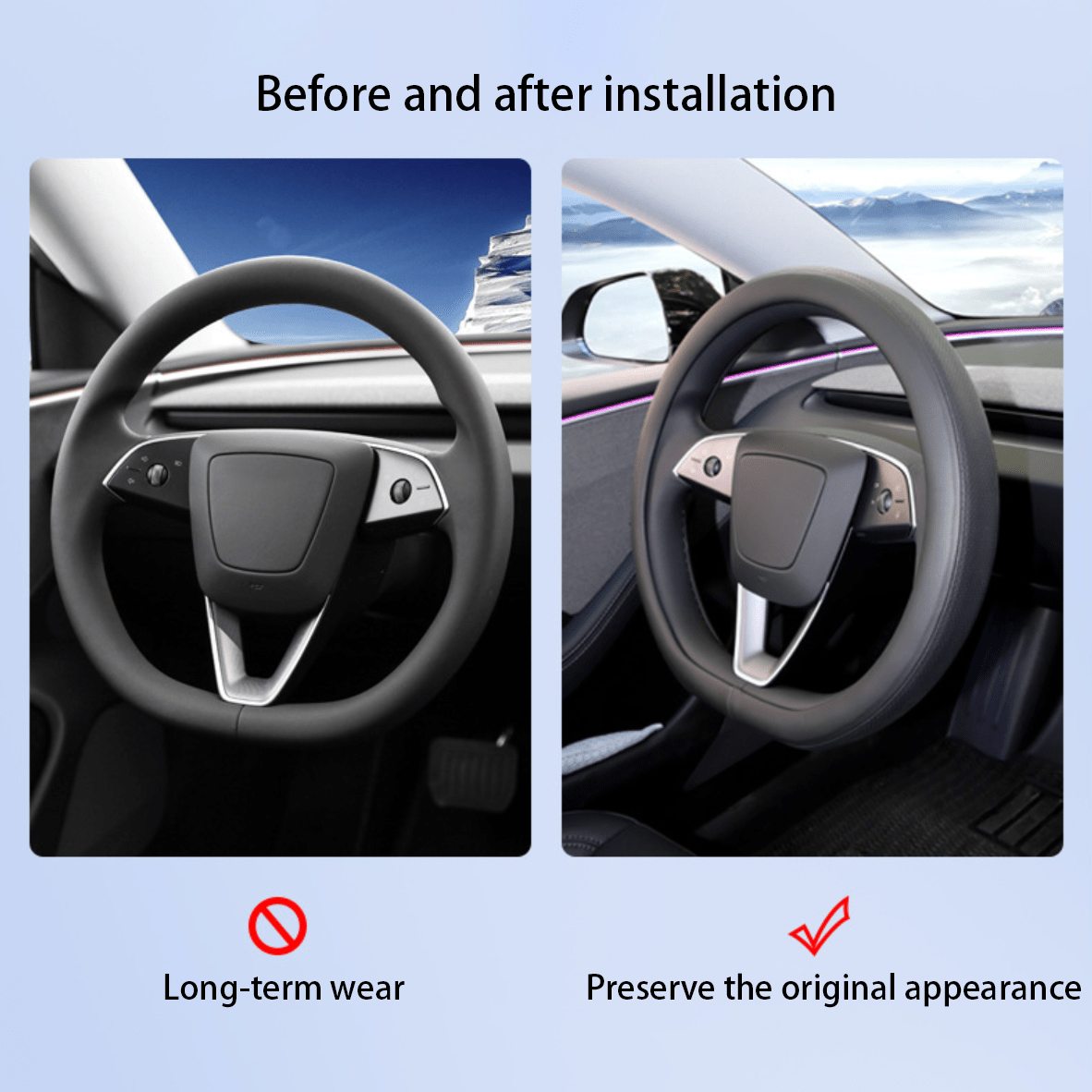 Premium Ventilated Steering Wheel Cover for Tesla Model Y L 2026+