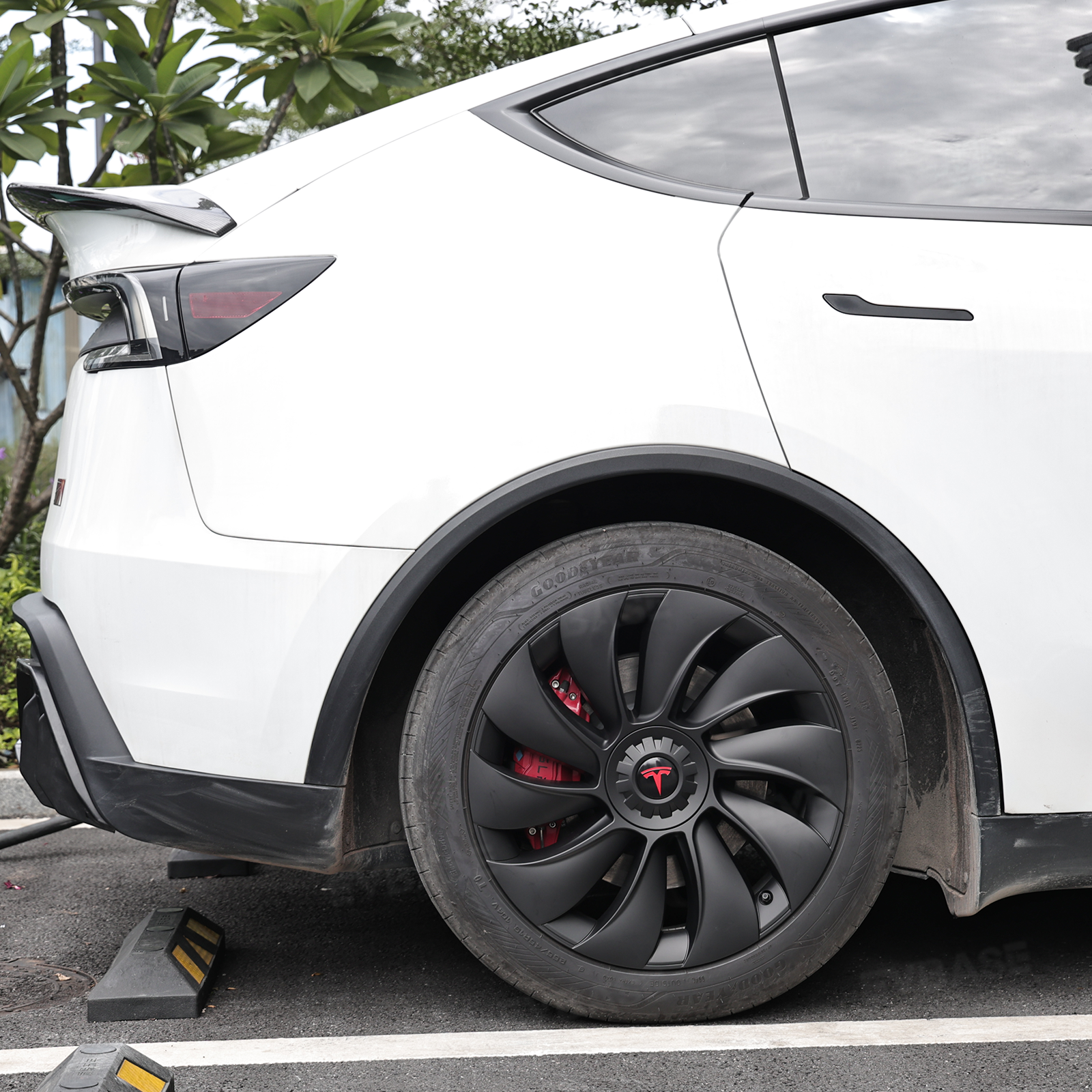 Tessgo 19" Überturbine Style Wheel Covers for Model Y Juniper – Matte Black Hubcaps for Crossflow Wheels, OEM Fit Upgrade