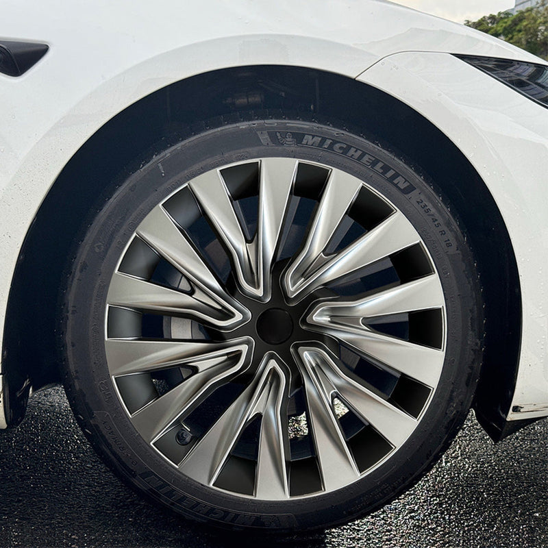 Tessgo Nova Style Wheel Hubcaps (Set of 4) for Tesla 2024+ Model 3 Highland 18'' Photon Wheels (Inspired by 19'' Nova Wheels)