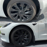 Turbine Style 18" Wheel Covers for Model 3 Matte Black Set of 4