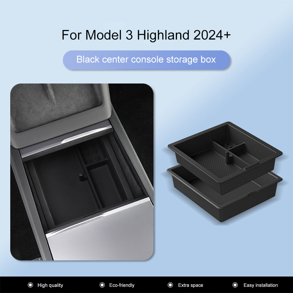 Model 3 Highland Storage Box Double Layer Center Console Organizer Tray Silicone Liner